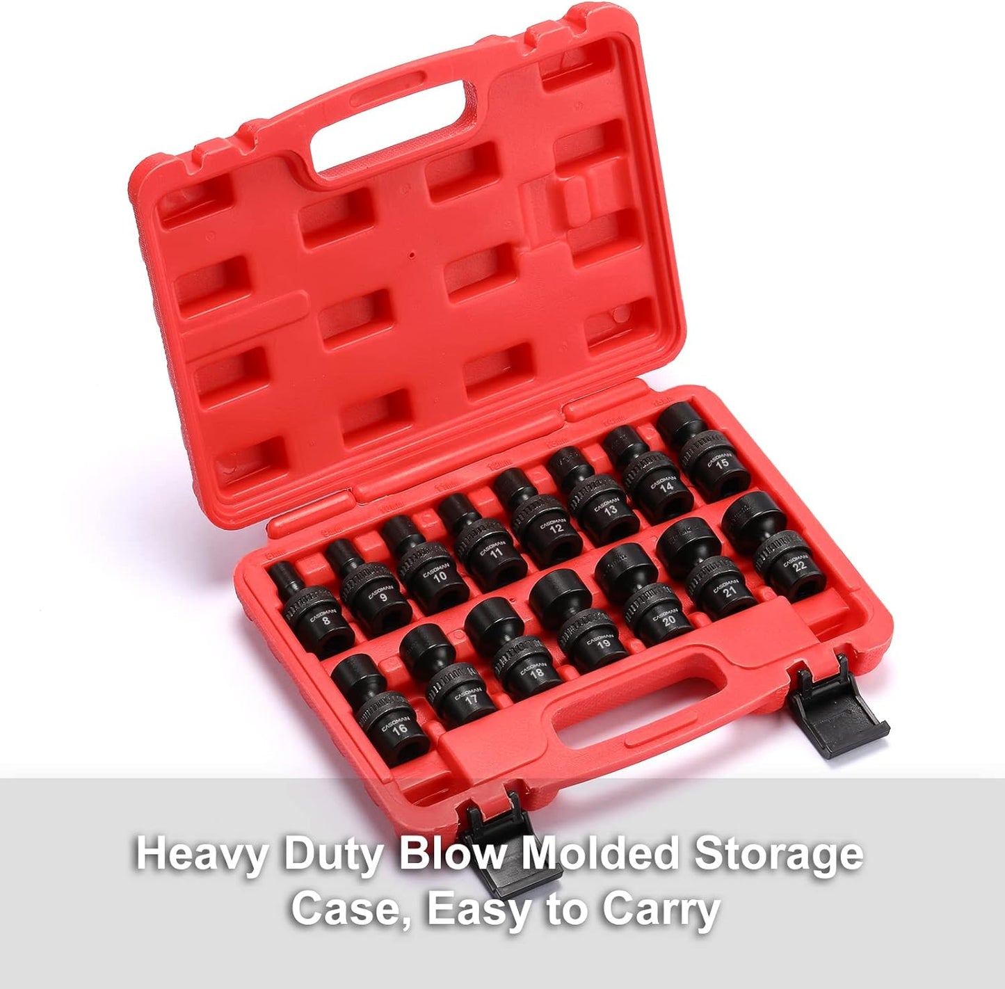 15 PCS 3/8" Drive Standard Universal Impact Socket Set, 6-Point, Metric, 8Mm - 22Mm