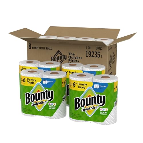 Bounty Quick Size Paper Towels, White, 8 Family Rolls