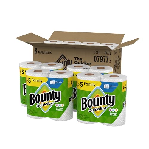 Bounty Quick Size Paper Towels, White, 8 Family Rolls