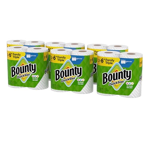 Bounty Quick Size Paper Towels, White, 8 Family Rolls