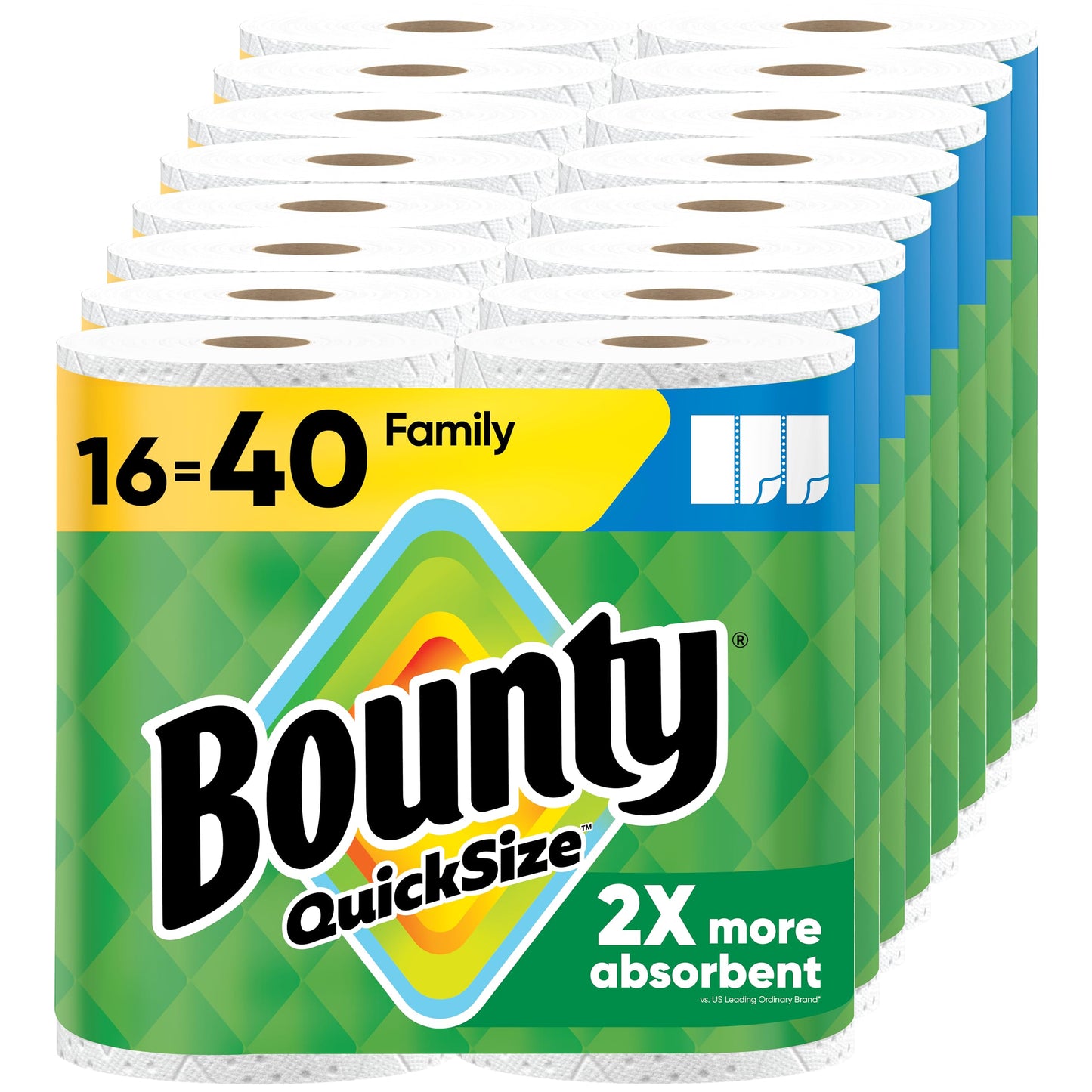 Bounty Quick Size Paper Towels, White, 8 Family Rolls