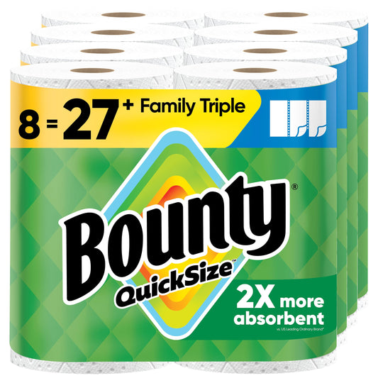 Bounty Quick Size Paper Towels, White, 8 Family Rolls