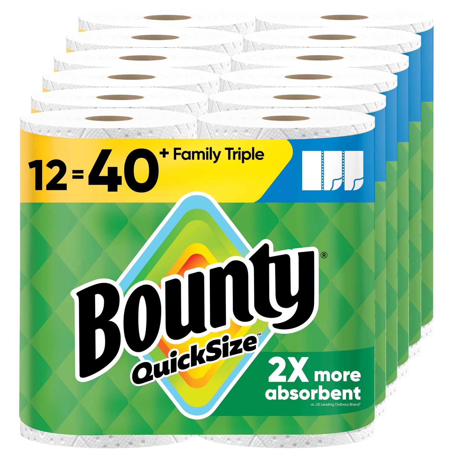Bounty Quick Size Paper Towels, White, 8 Family Rolls