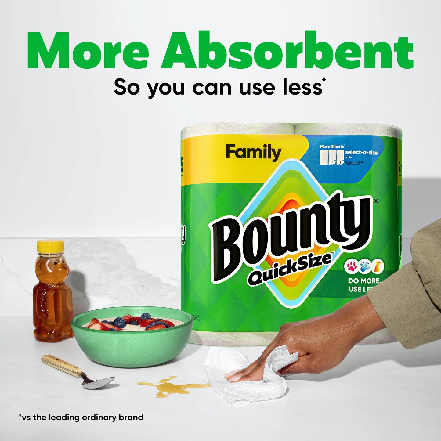 Bounty Quick Size Paper Towels, White, 8 Family Rolls