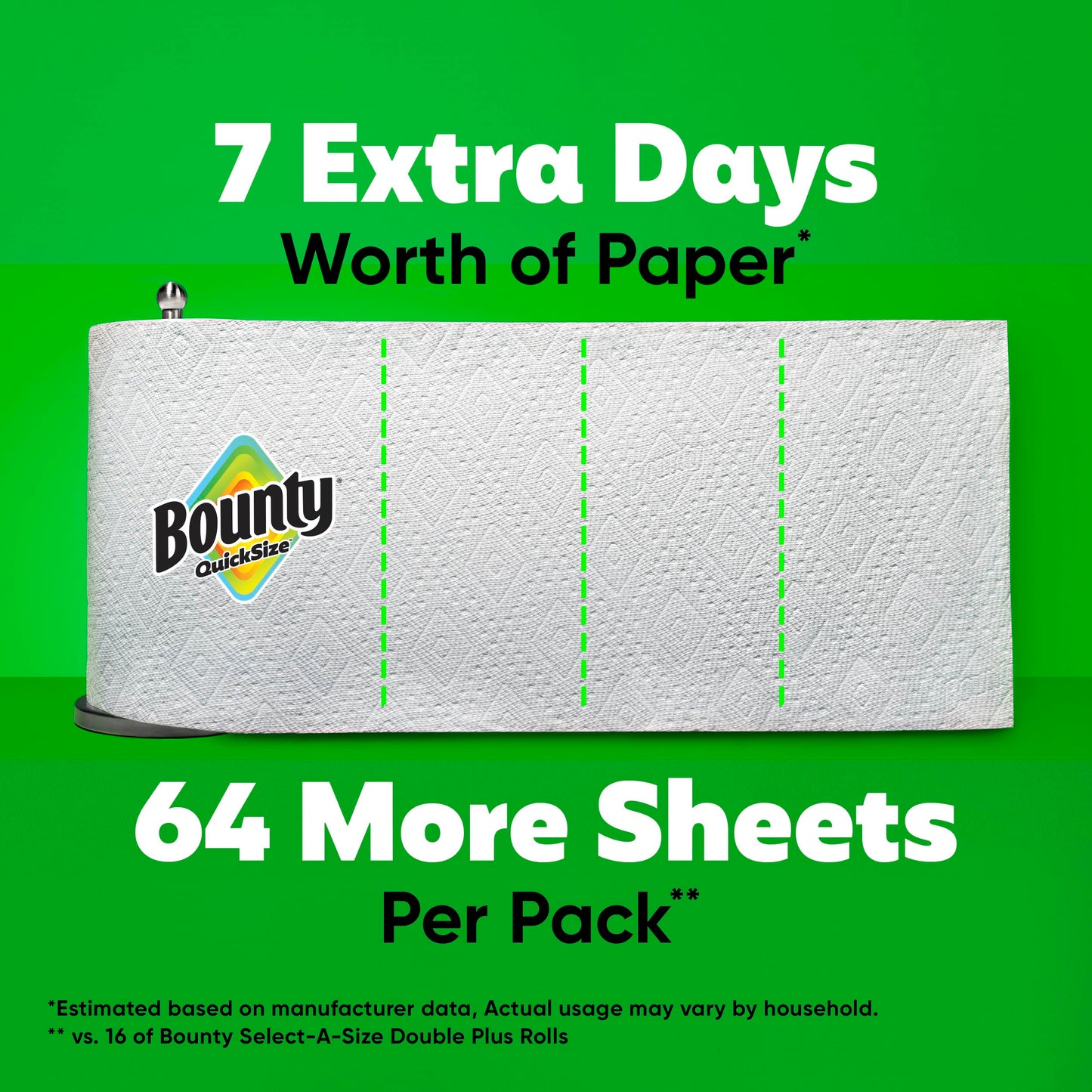 Bounty Quick Size Paper Towels, White, 8 Family Rolls