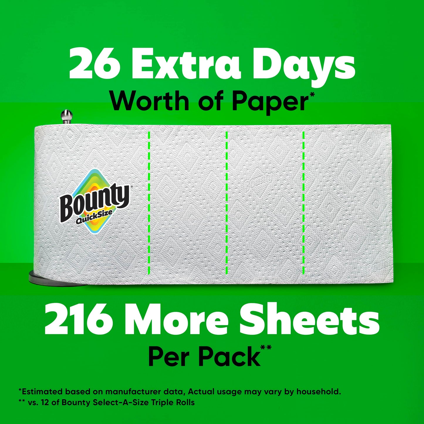 Bounty Quick Size Paper Towels, White, 8 Family Rolls