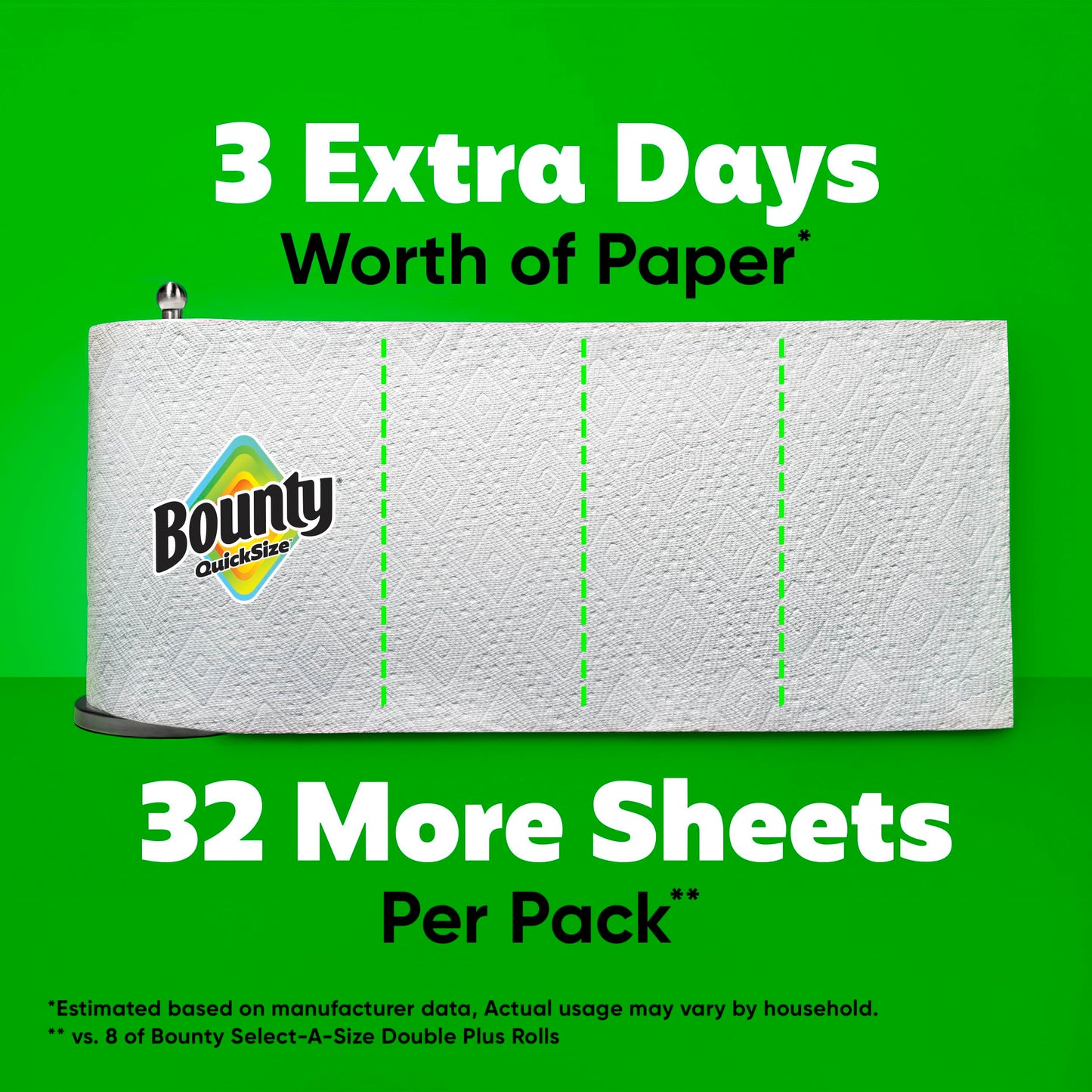 Bounty Quick Size Paper Towels, White, 8 Family Rolls